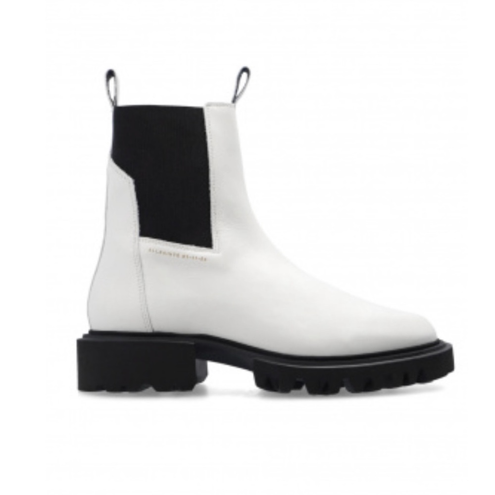AllSaints White and Black Hayley Chelsea Boots EUC size 11